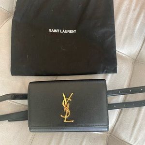 YSL BLACK BELT BAG - KATE BELT BAG IN GRAIN DE POUDRE-EMBOSSED LEATHER